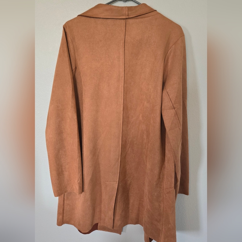 NWT HYFVE Faux Suede Cardigan Duster Jacket Size Large - Picture 2 of 7